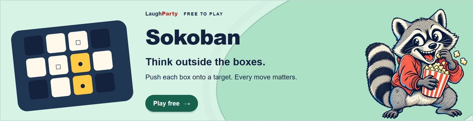 LaughParty: Sokoban Push each box onto a target. Every move matters. Play free.