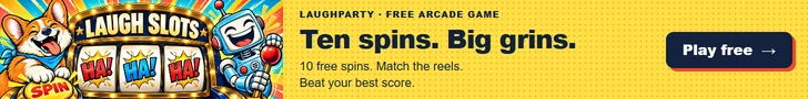 LaughParty: Laugh Slots. Spin up the fun! Ten free spins. Match the laughing reels and beat your best score. Play free.