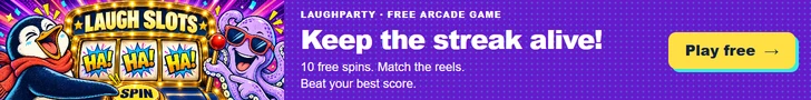 LaughParty: Laugh Slots. Keep the streak alive! Keep matching to multiply your points. Ten spins to top your best. Play free.