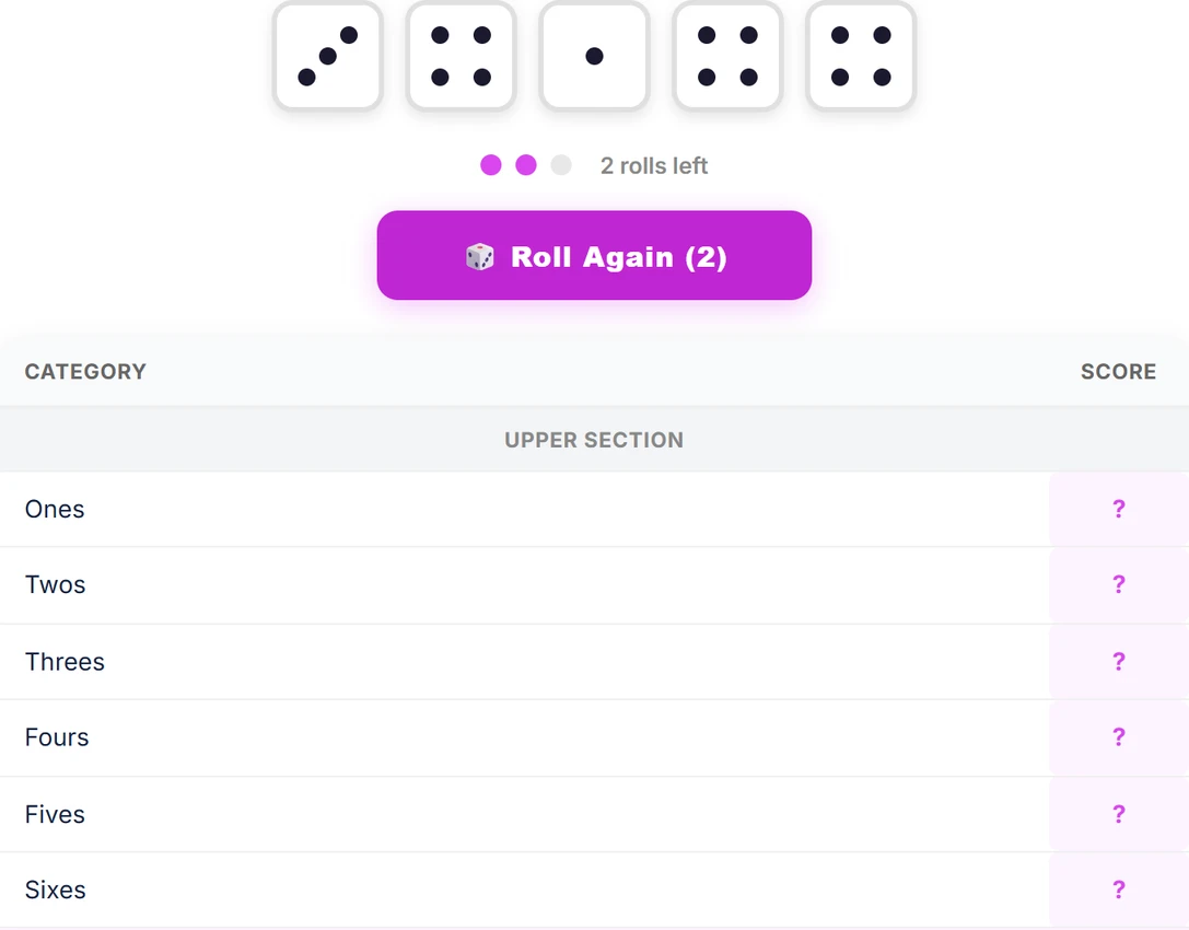 Yahtzee gameplay preview