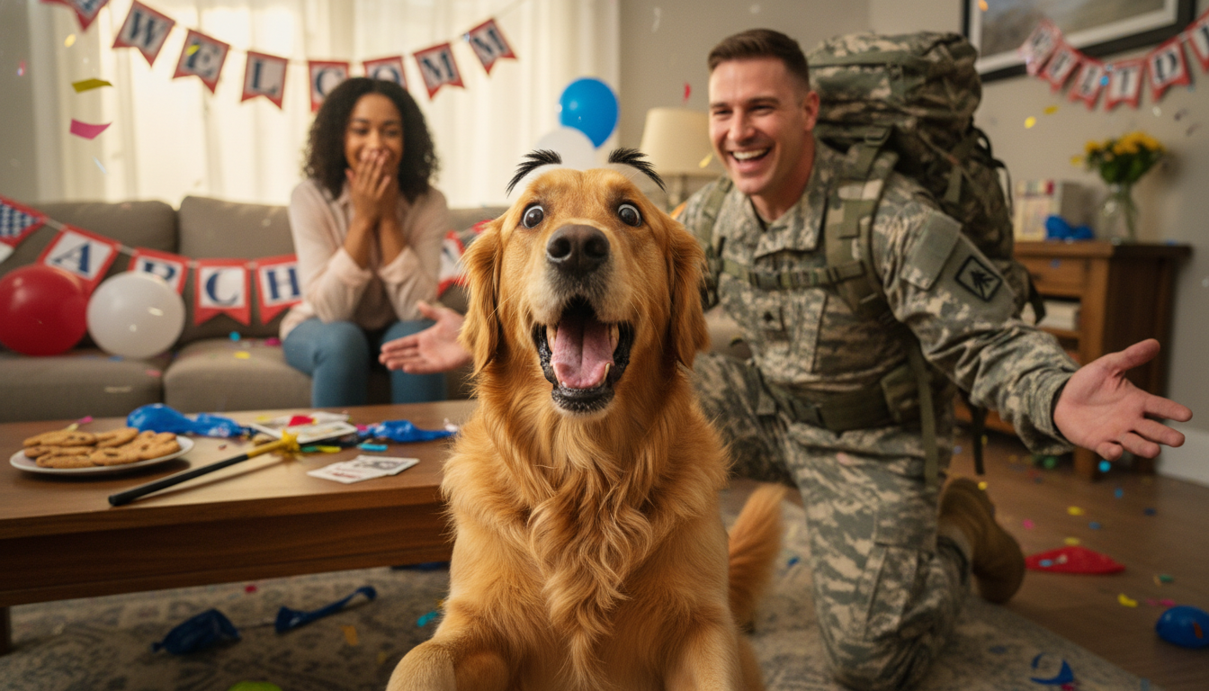Local Dog Reacts to Soldier Returning Home Like He Just Witnessed a Middle School Magic Trick