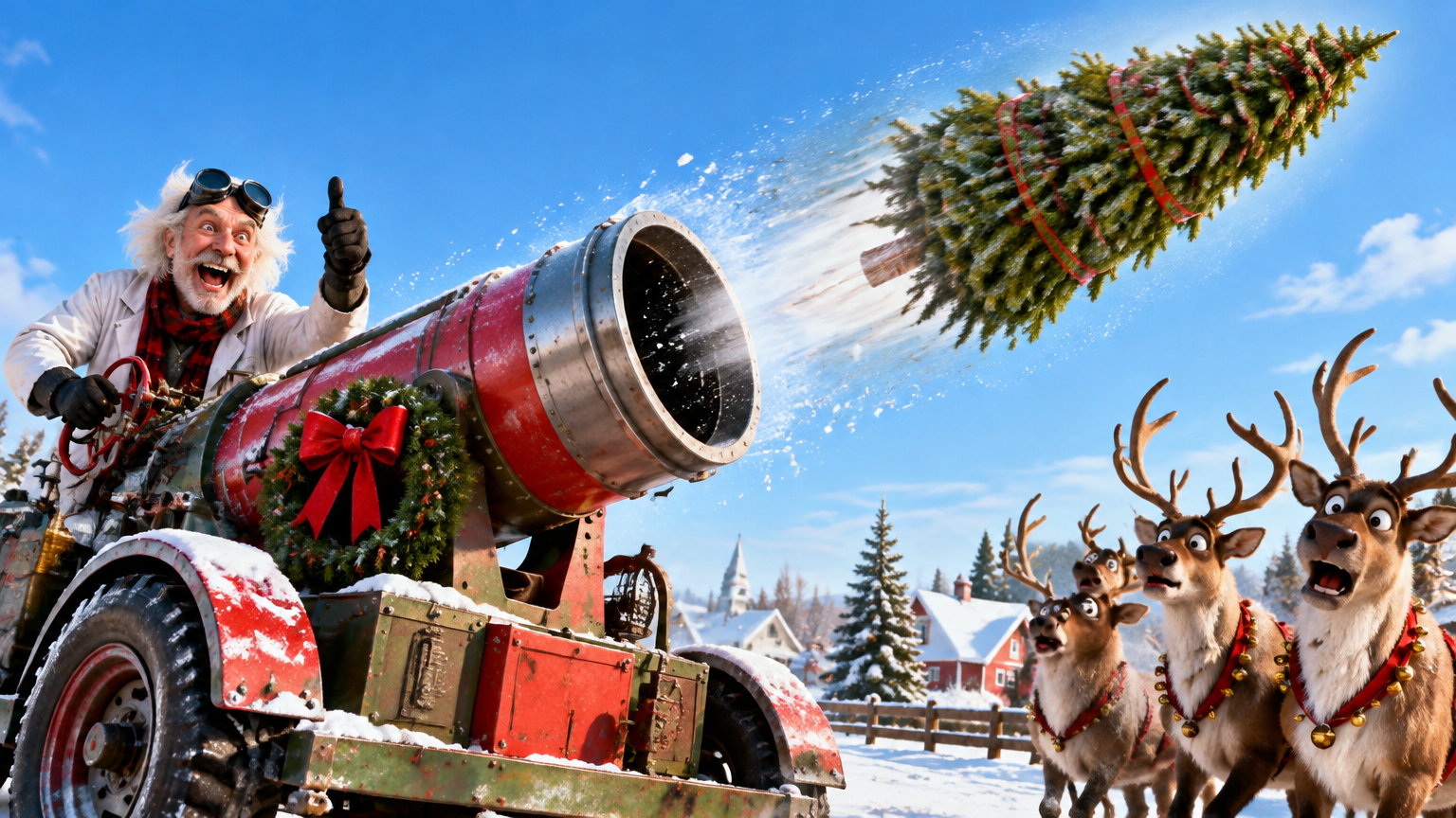 Local Inventor Unveils Cannon That Delivers Christmas Trees at 60 MPH