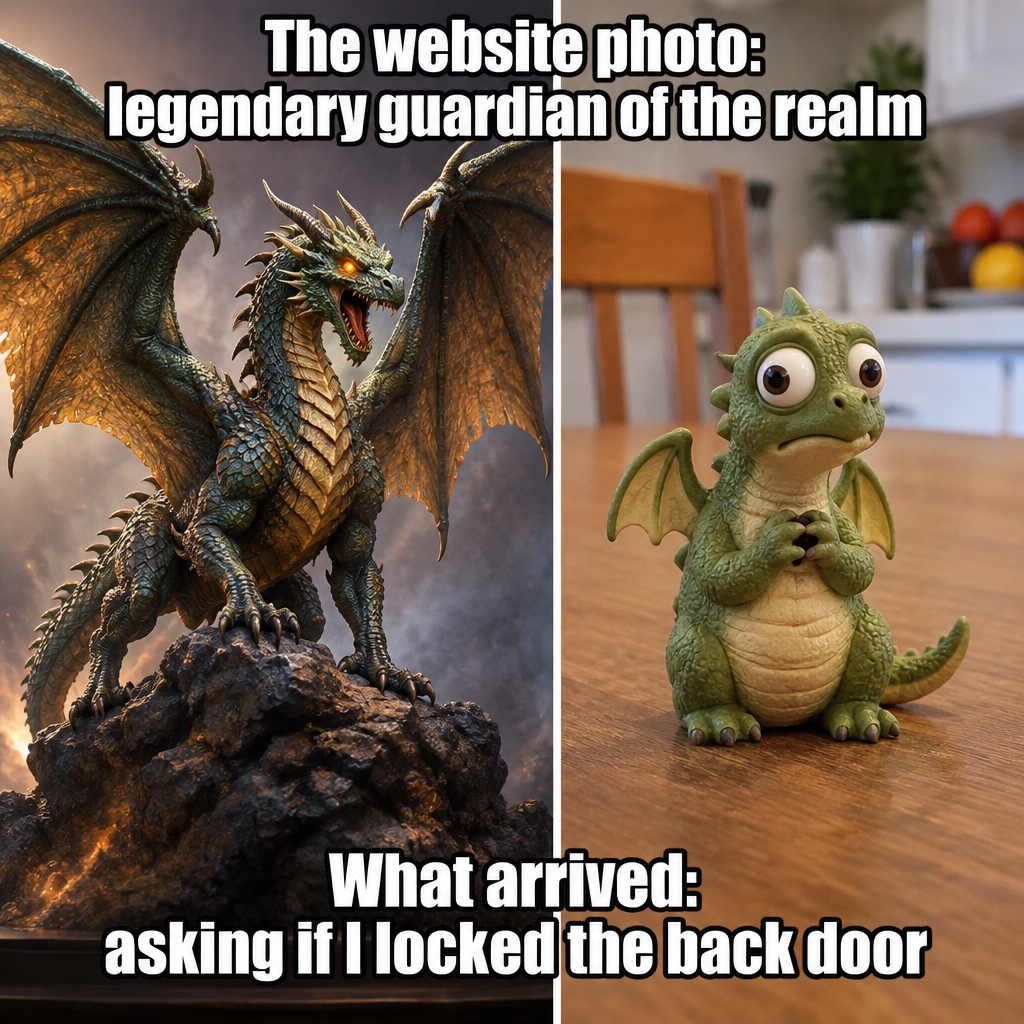I Ordered a Fierce Dragon Figurine and Got a Worried Lizard