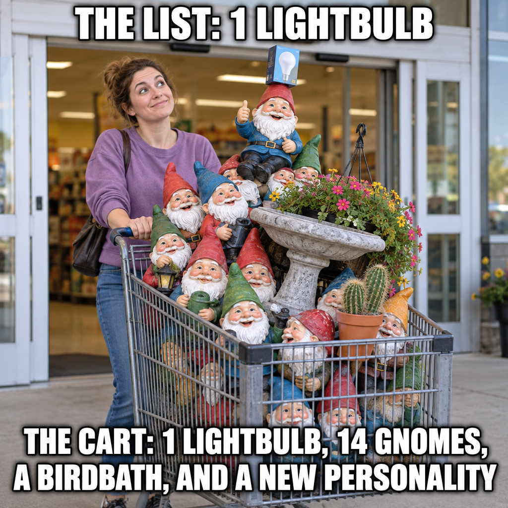 Went in for One Lightbulb, Left With a Garden Gnome Army
