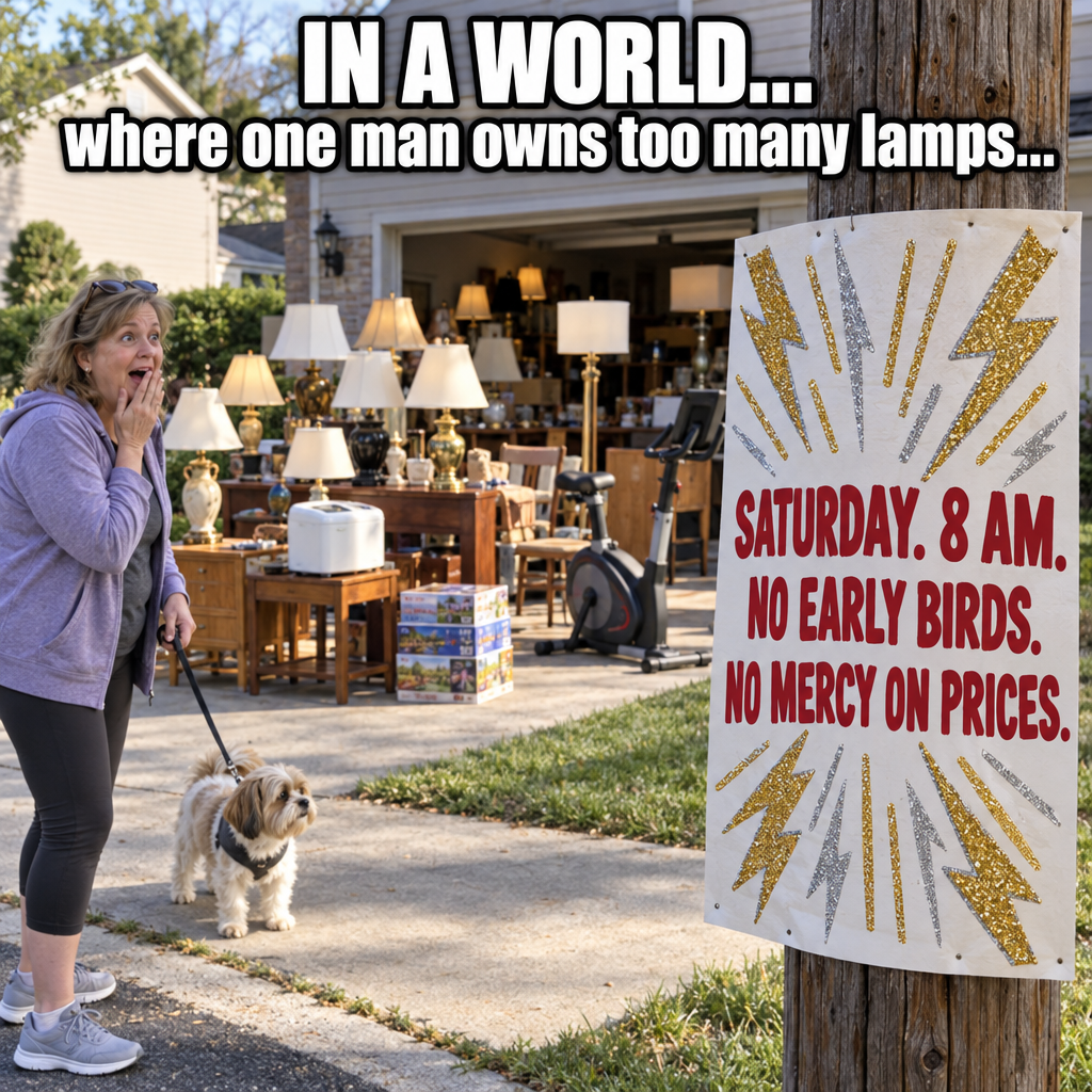 Yard Sale Sign Written Like an Action Movie Trailer