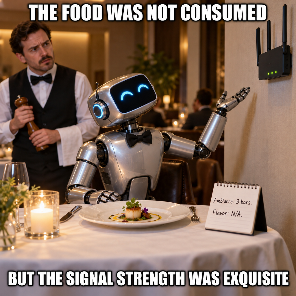 Robot Food Critic Awards Five Stars to the Restaurant's Wi-Fi Password