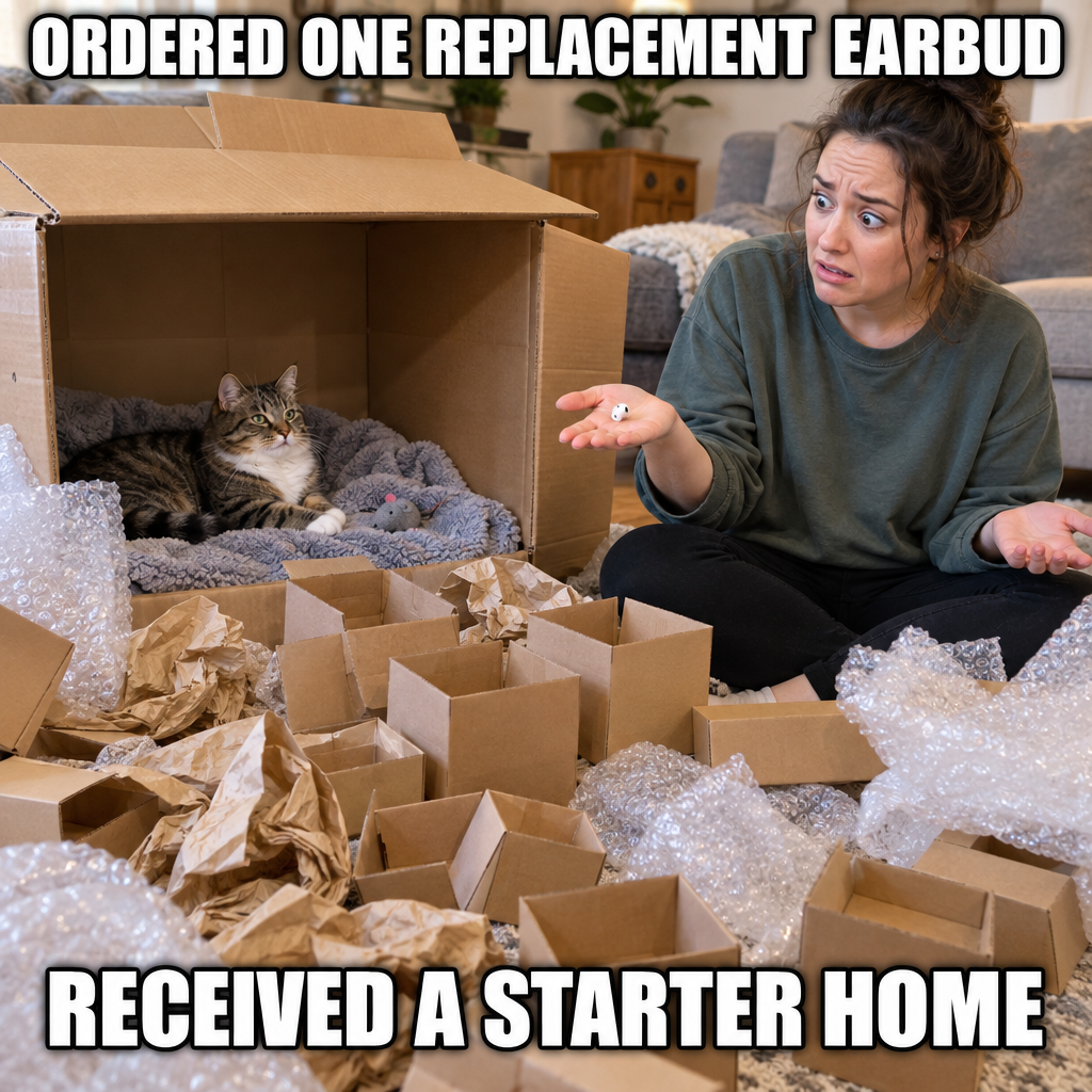 Single Tiny Earbud Arrives in Box Large Enough to Raise a Family