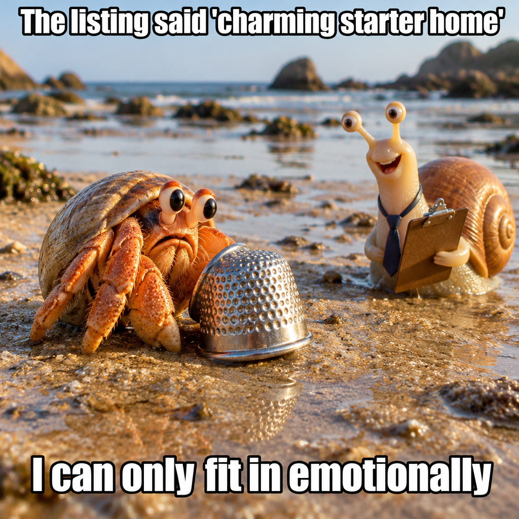 Hermit Crab Tours Shell Listed as 'Cozy,' Discovers It Is a Thimble