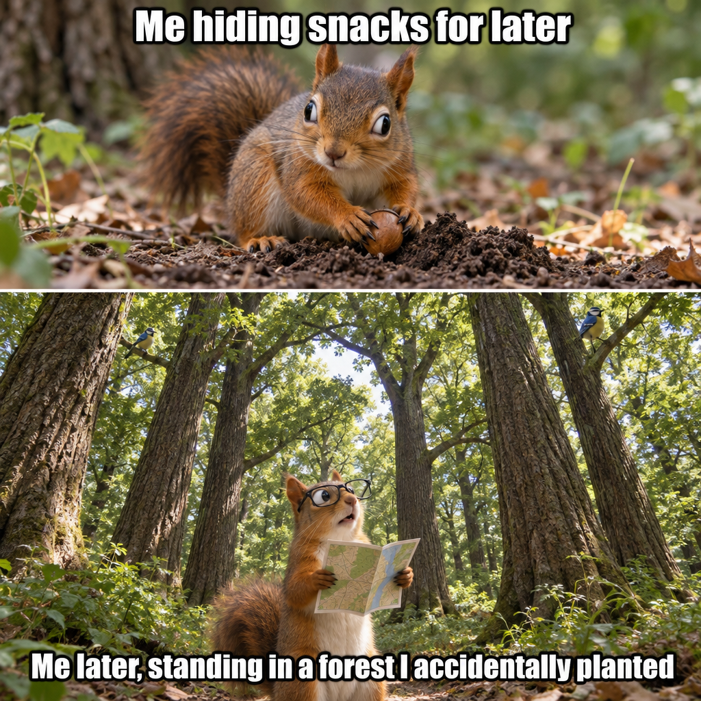 Squirrel Buries Acorn for Winter, Forgets Where, Plants Accidental Forest