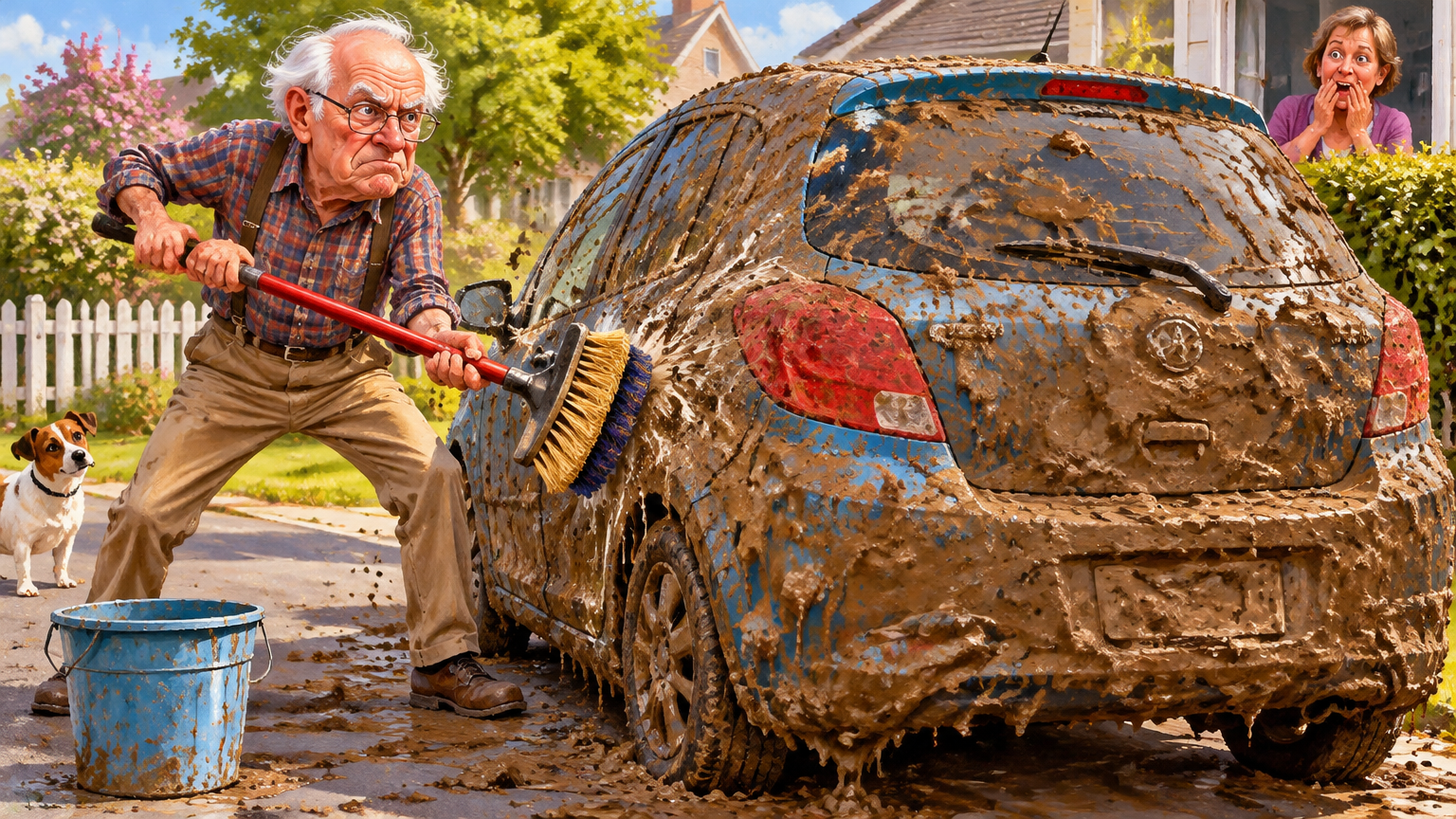 Retiree, 80, Launches One-Man Campaign Against Neighbor's Mud-Coated Hatchback