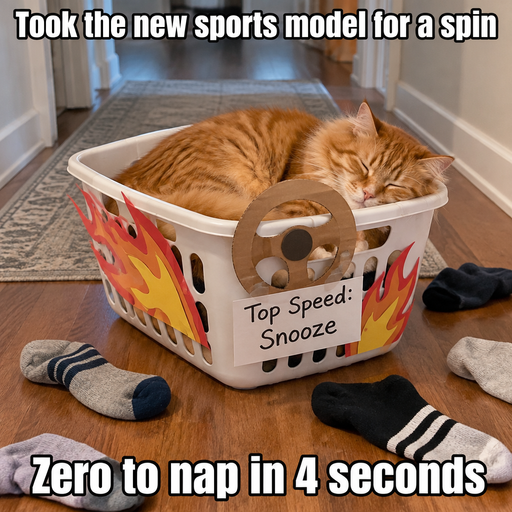 Cat Test Drives Laundry Basket, Reports Zero to Nap in Four Seconds