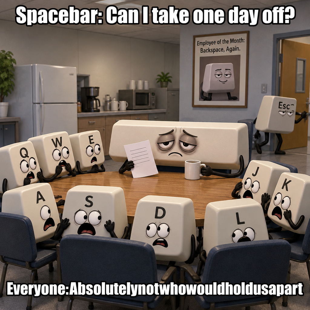 Keyboard Spacebar Requests Vacation, Told the Entire Sentence Depends on It