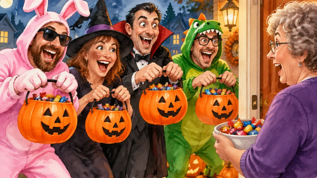 Adults Trick-or-Treating: A Comic Take on the Great Candy Standoff