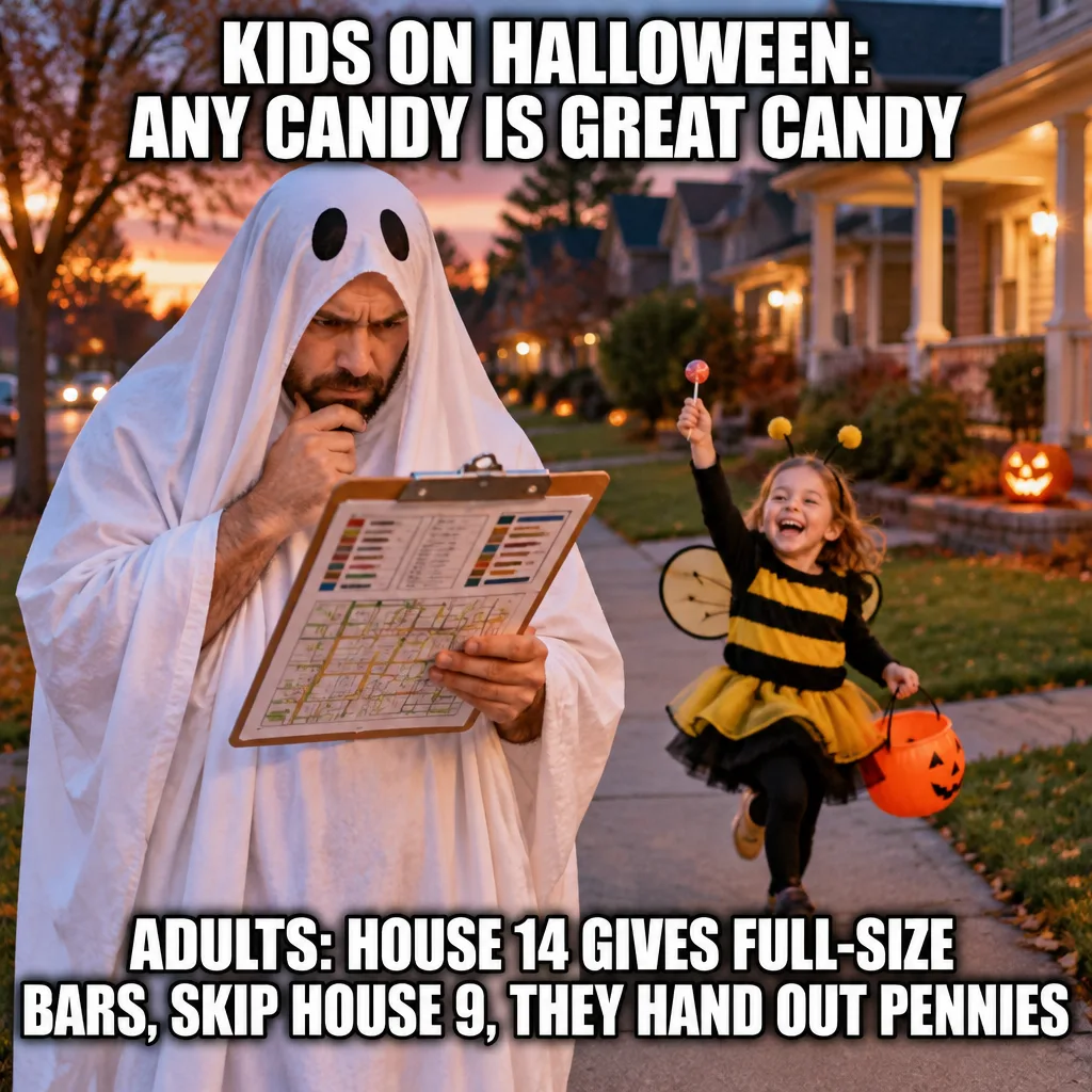 Adult Trick-or-Treater Arrives With Spreadsheet Ranking Every Porch on the Block