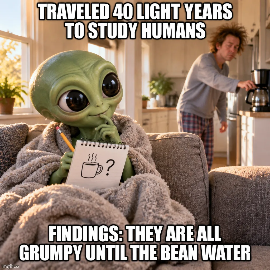 Alien Wakes Up on Human Couch, Gives Earth Three Stars for Mornings